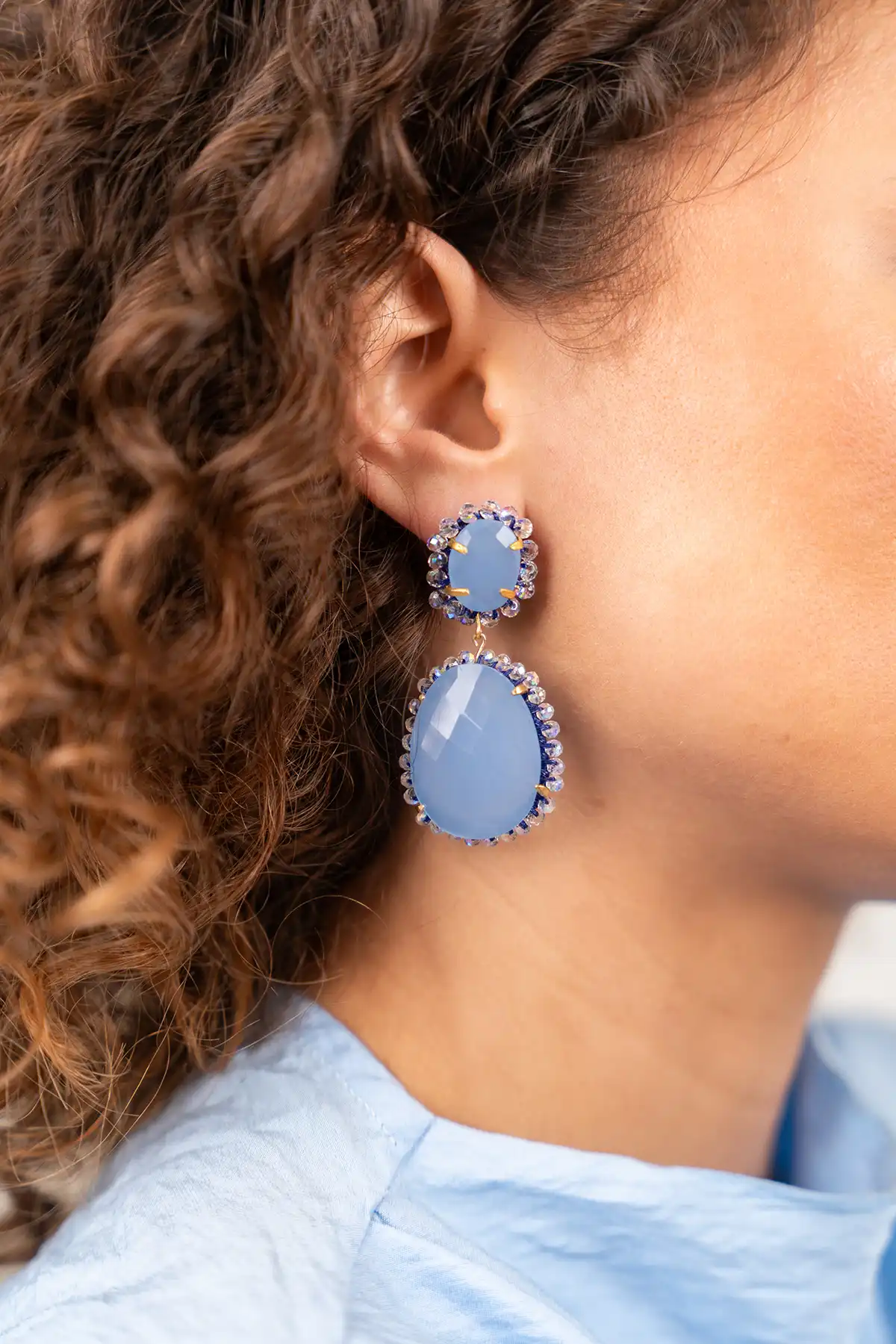 Blue Earrings Bodine Pendant Earring Double L
