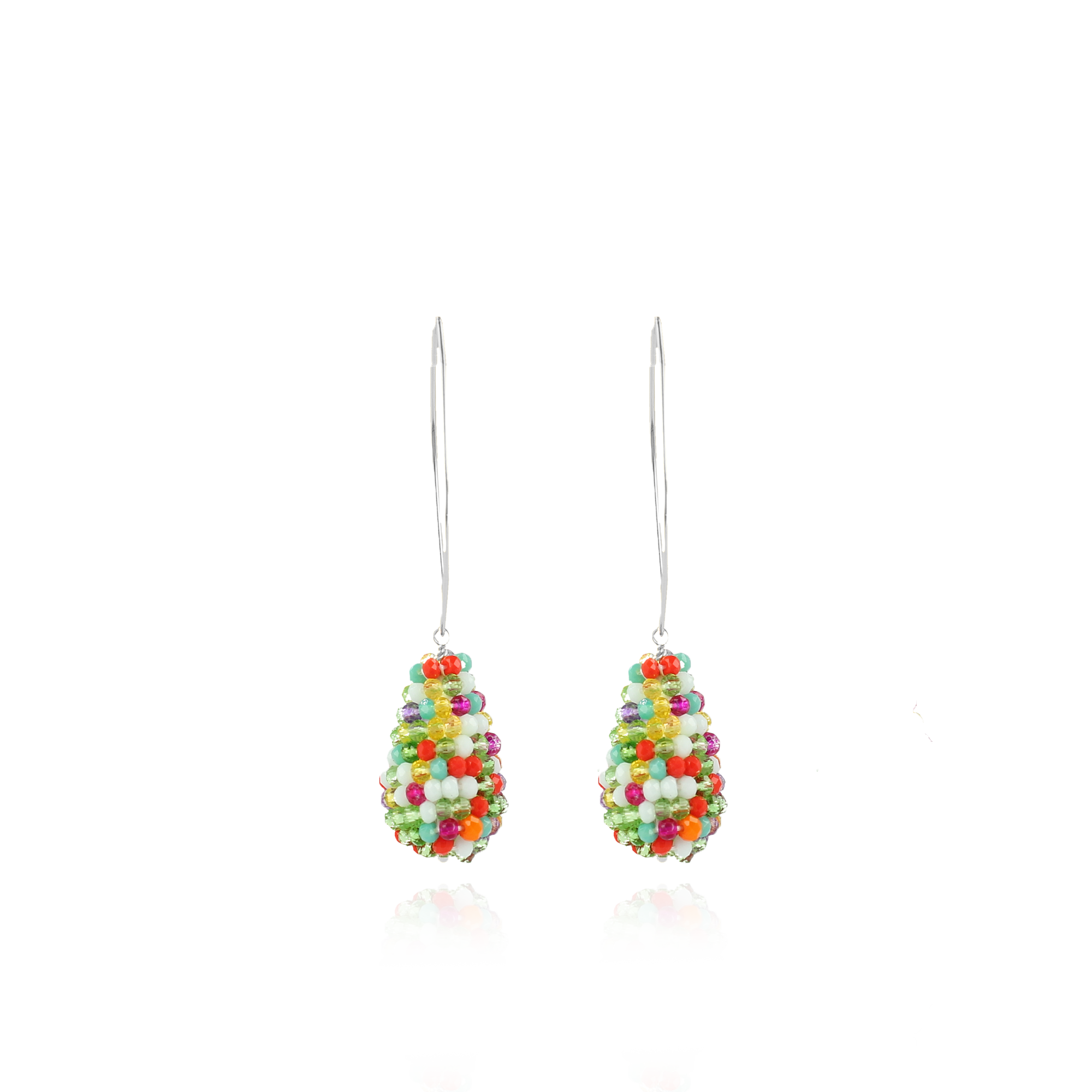 Multicolor oorbellen glassberry cone S halve maan