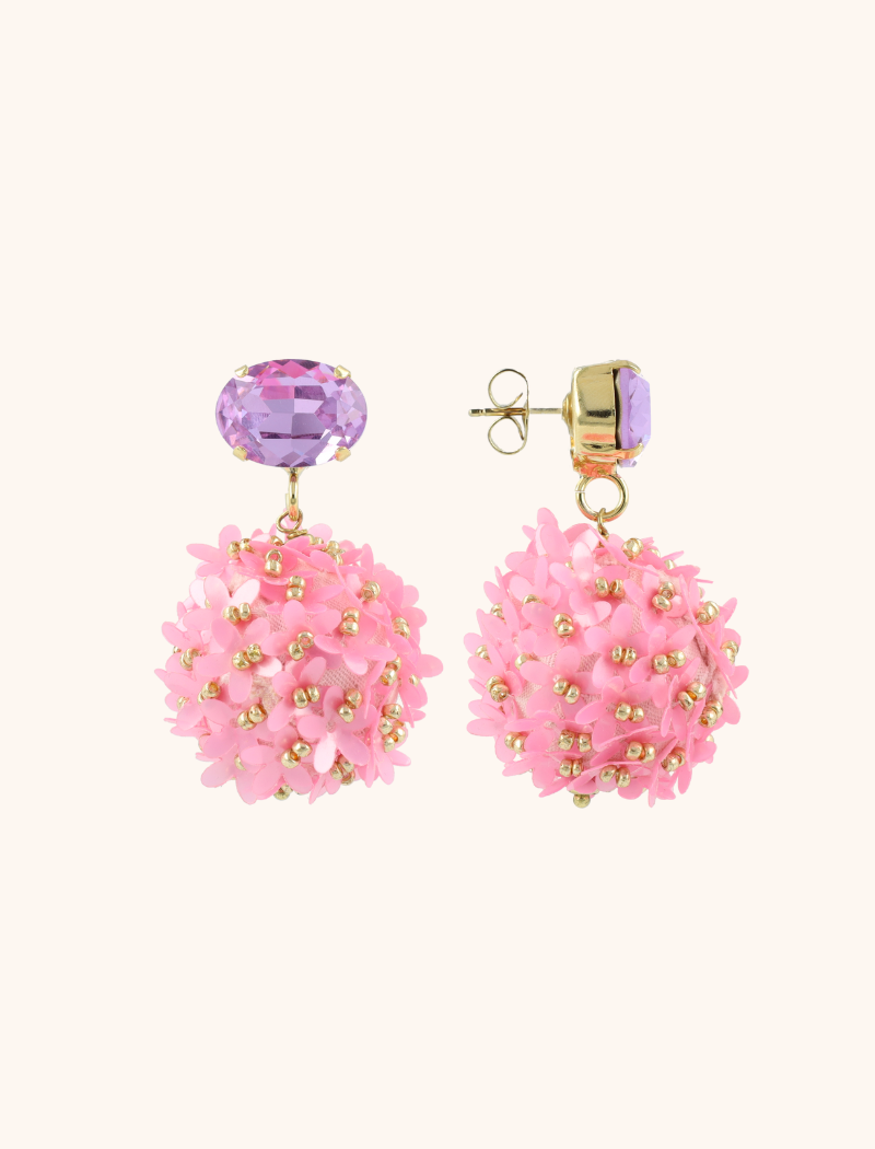 Pink Earrings Daisy Globe L Flower Strass