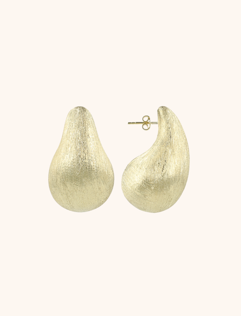 Teardrop earrings brushed gold L