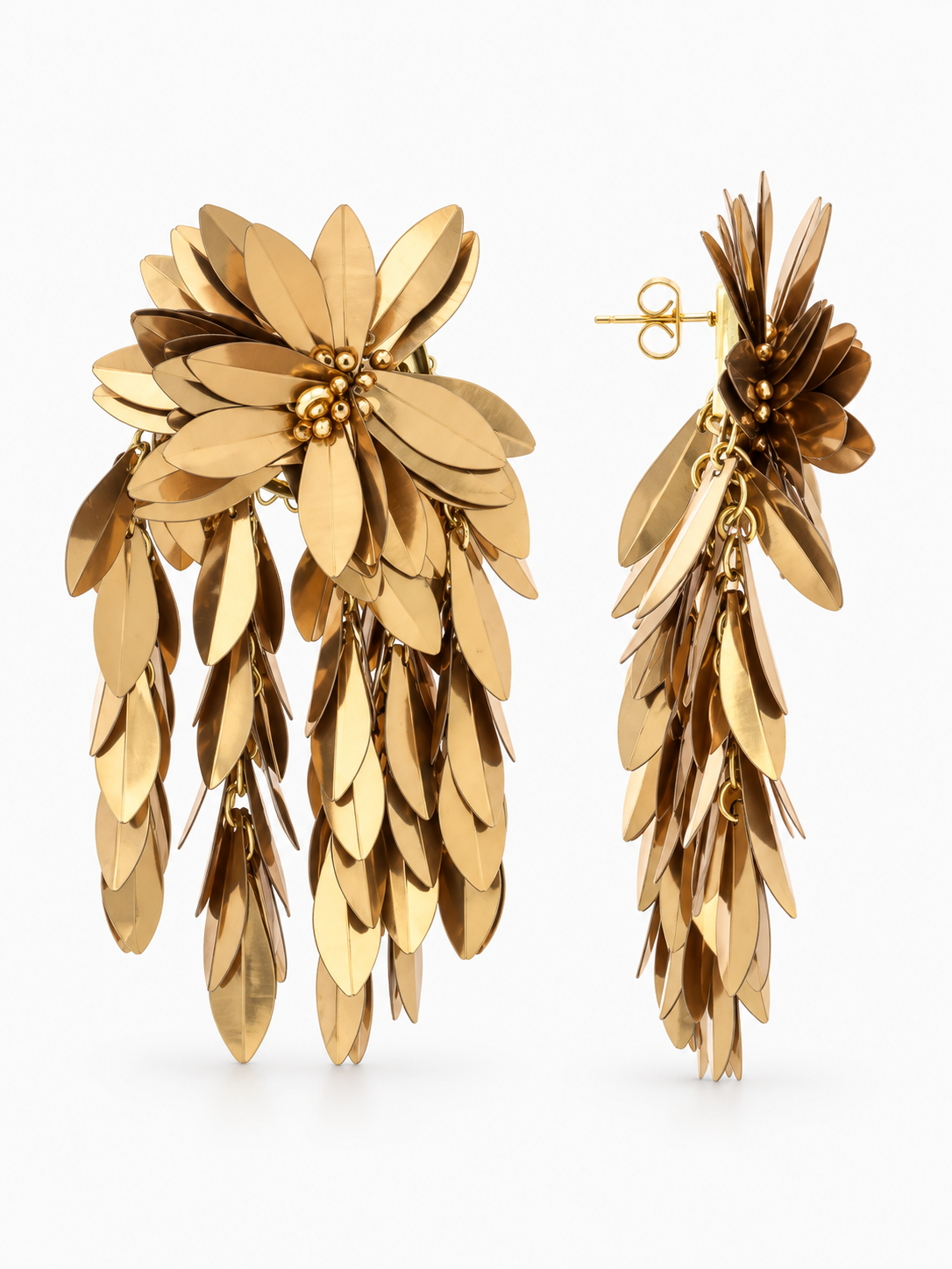 Azaria – Premium Sequin Flower Fall Oorbellen L – Koper