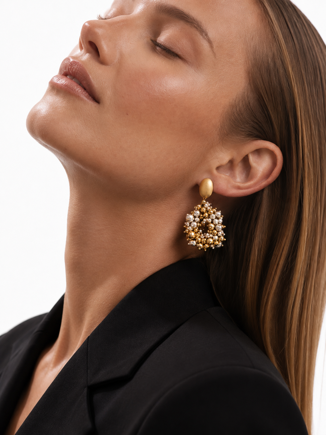 Goldfarbene Ohrringe Louise Irregular Double Stones Drop S