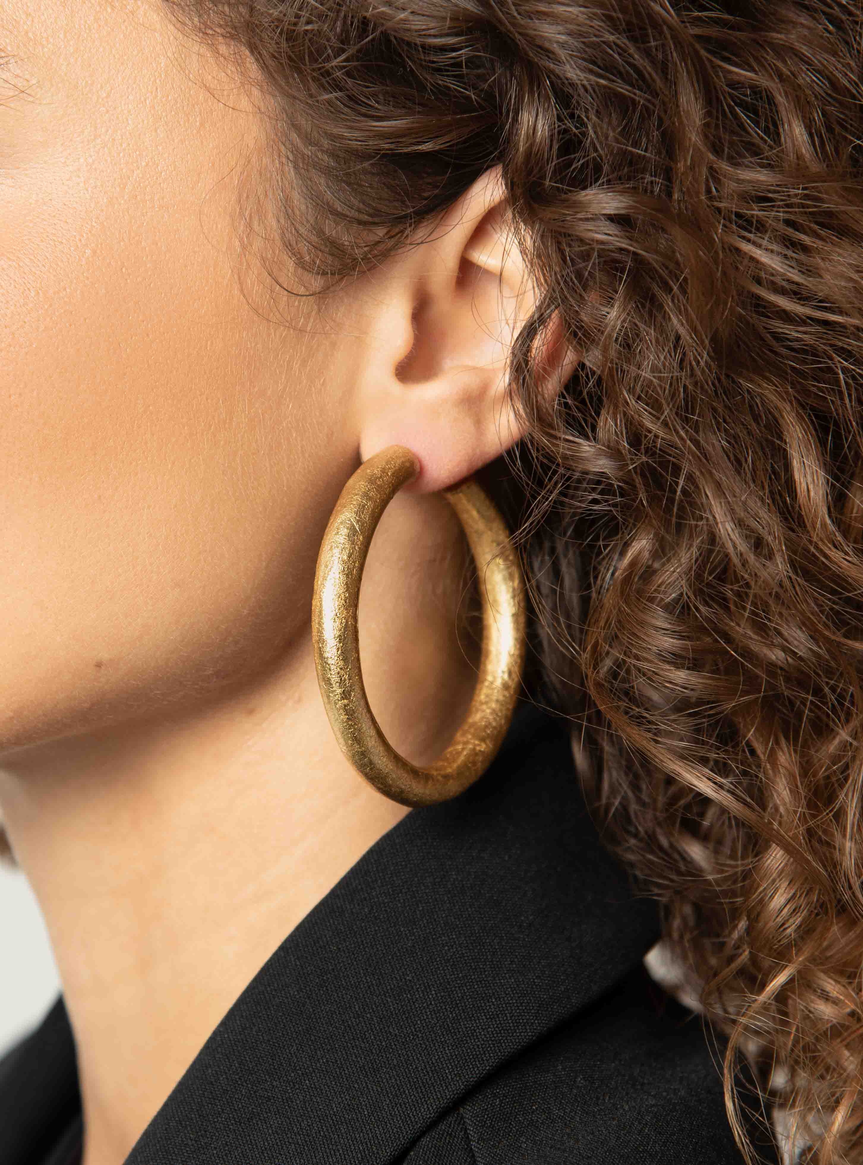 Wooden Earrings Creole Round XL