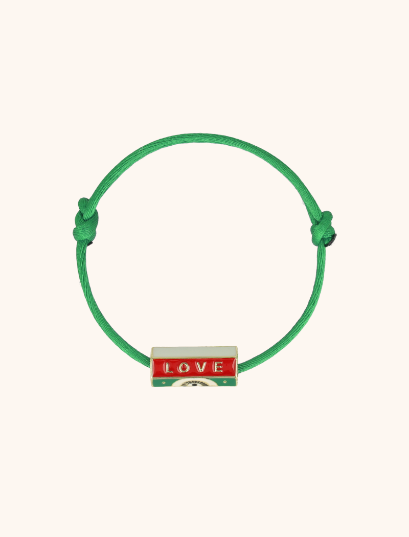 Ketting Satin Love Charm - Wit/Groen/Rood