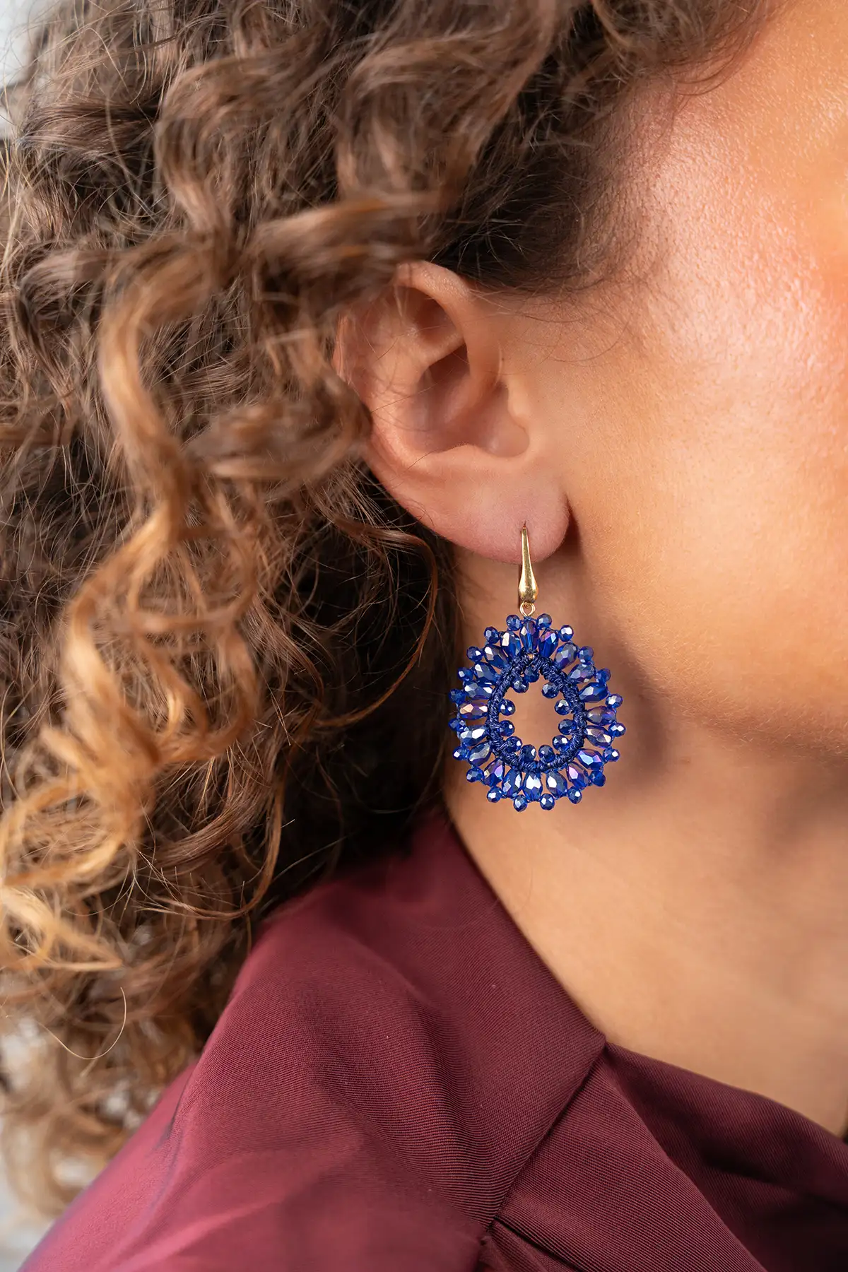 Blauwe Oorbellen Drop Kristallen Small Robin