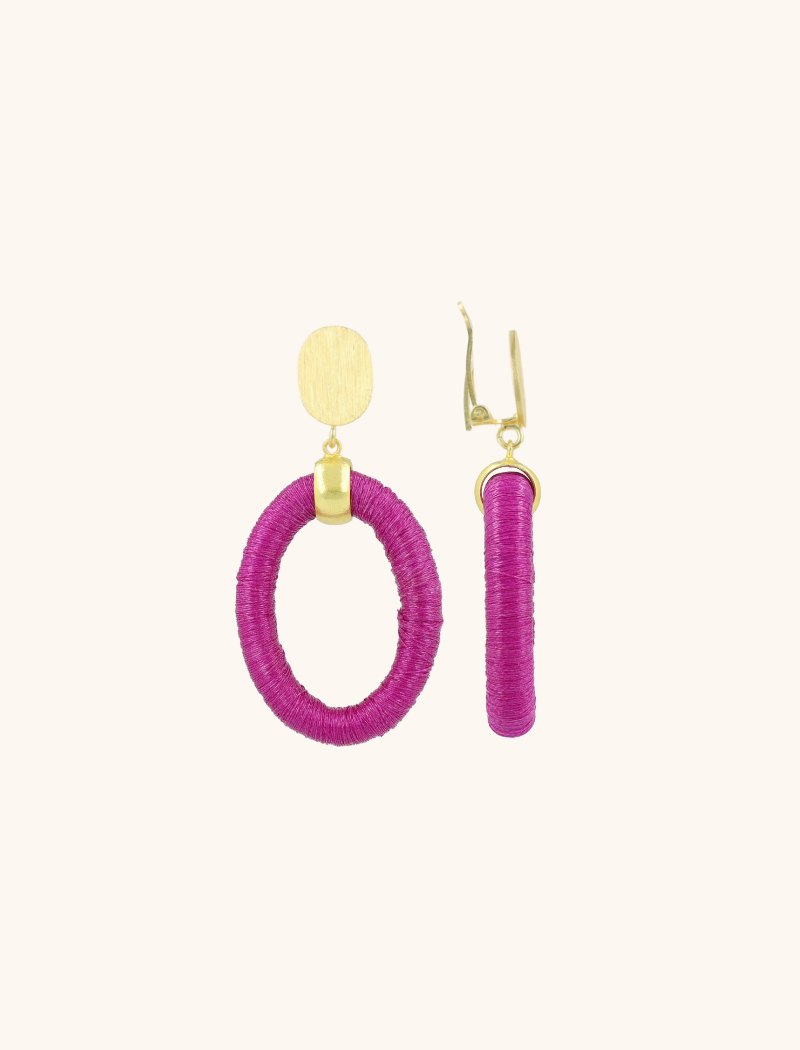 Dark fuchsia earrings Faye oval S clip