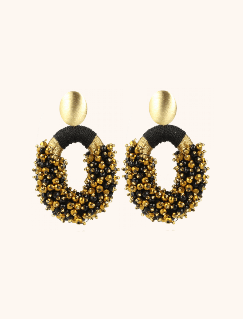 Goudkleurige Oorbellen Eve Combi Oval L