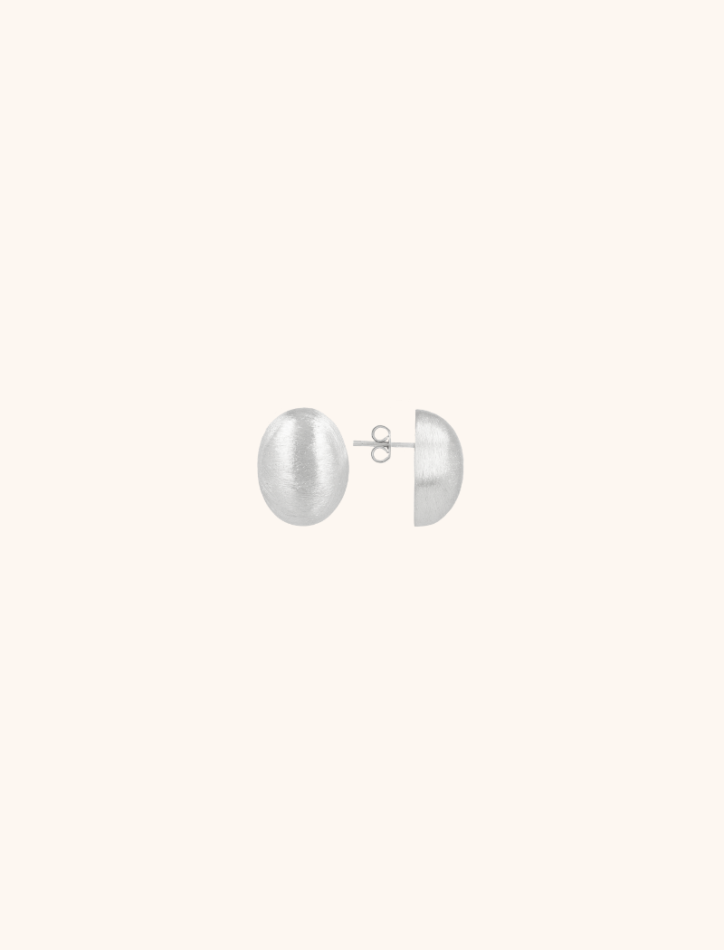Brushed Zilveren Luxe Oval Stud L