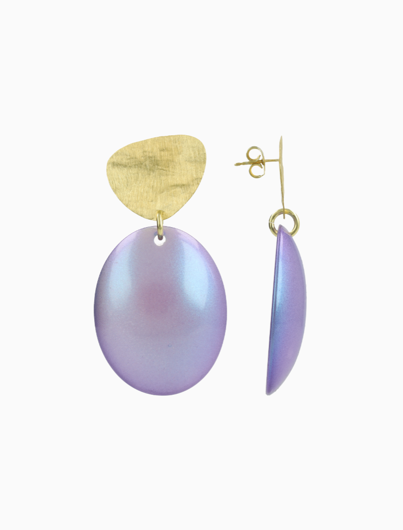 Paarse Holo Oorbellen Angie Closed Bugle Oval L