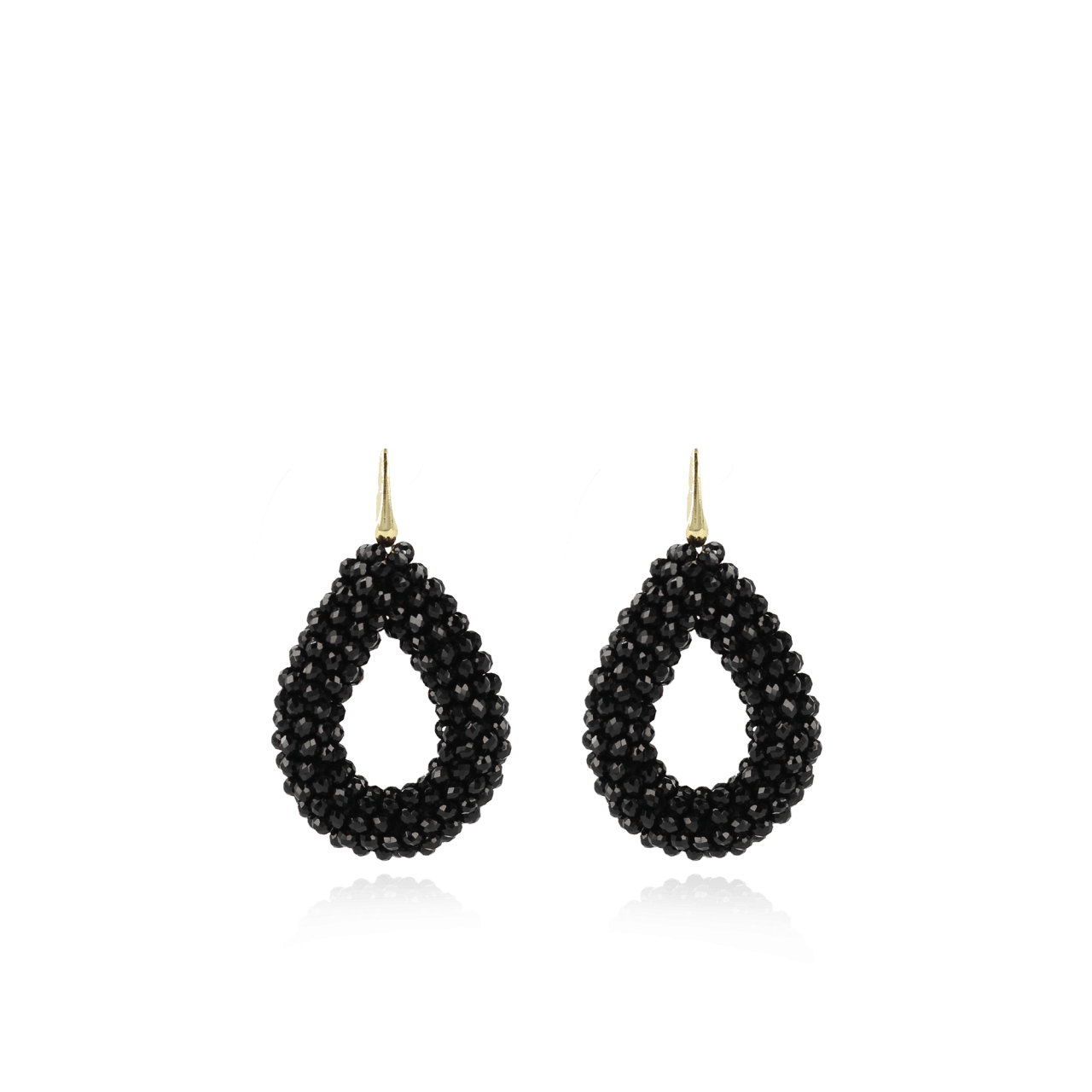 Black glassberry drop earrings L