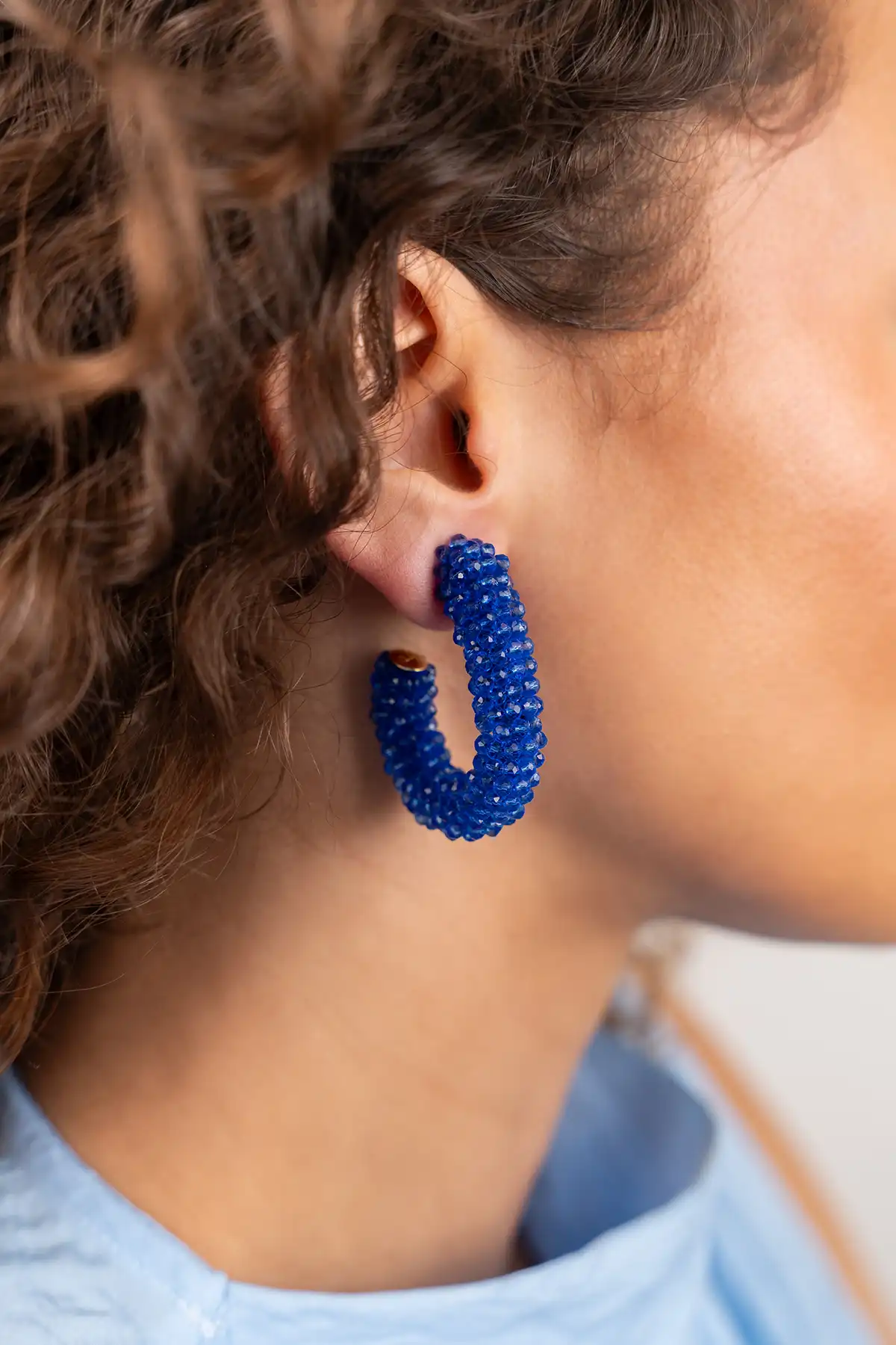 Blue Earrings Ellis Oval Creole L