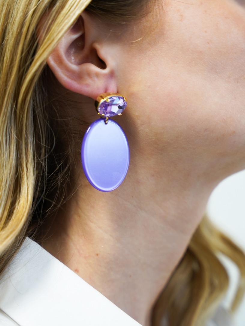 Paarse Oorbellen Celia Oval S Candy Strass Violet
