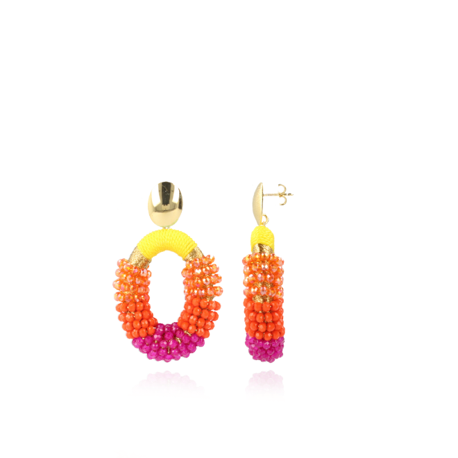 Fuchsia gele Combi oorbellen Yara Glassberry Ovaal Mlott-theme.productDescriptionPage.SEO.byTheBrand