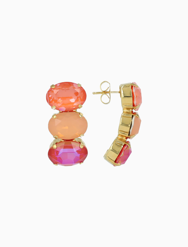 Orange Earrings Gracia Vertical Oval Three Stones M