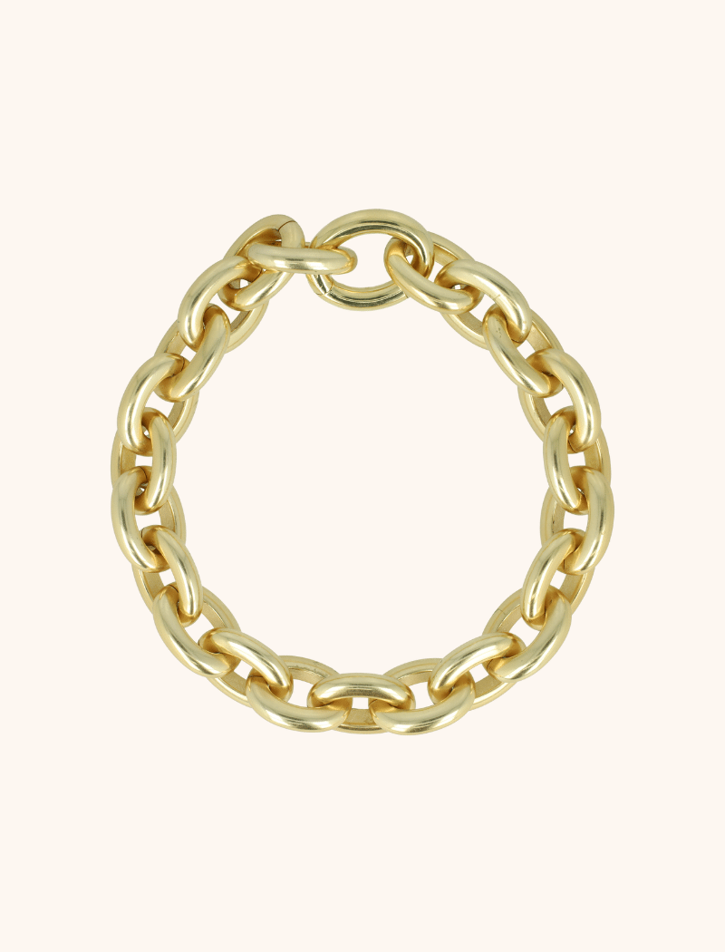 Matt Gold Colored Necklace Oval Link Chain M