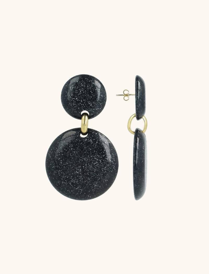 Black Glitter Earrings Xenia RondLott Gioielli