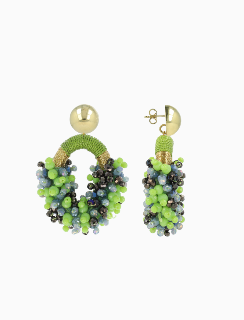 Bruine Mix Oorbellen Eve Combi ovaal M Double Stones