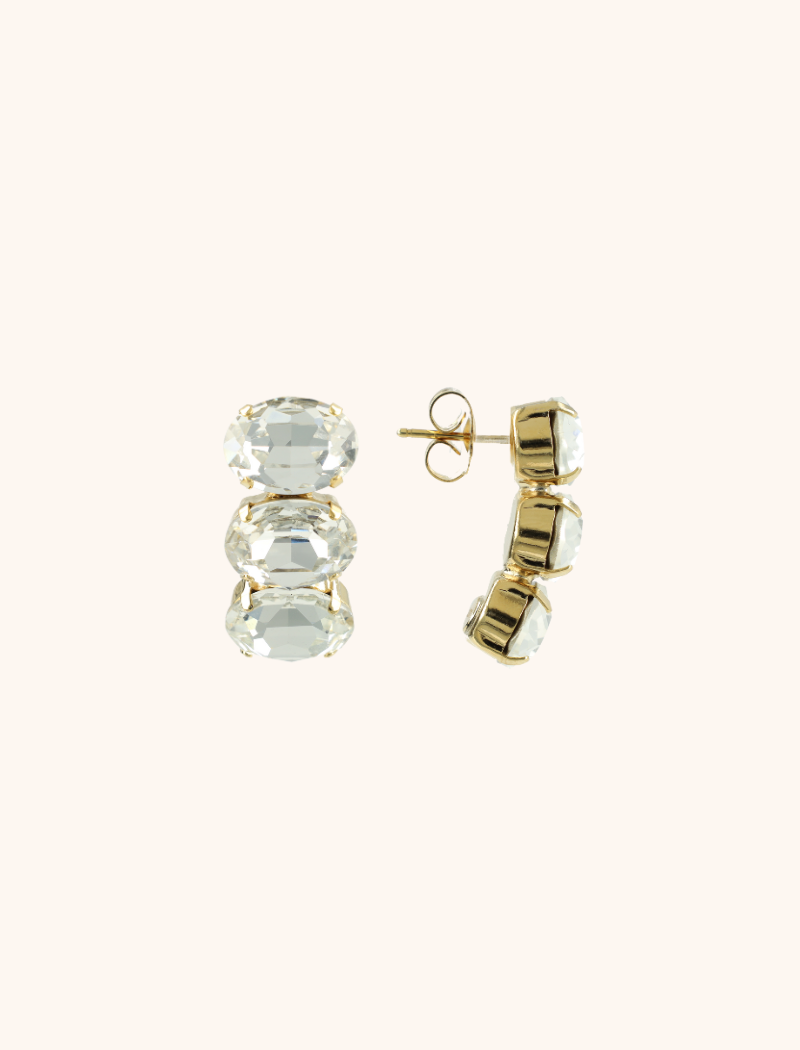 Kristall Ohrringe Gracia Vertikal Oval 3 Steine M