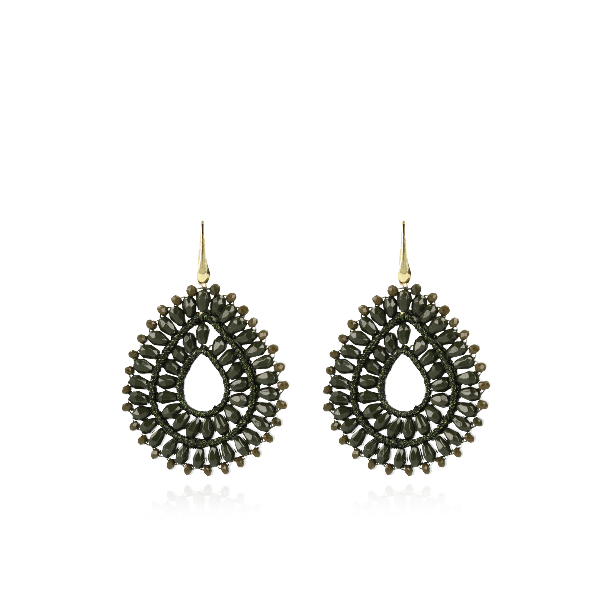 Army Groene Oorbellen Alice Drop Double Crystal