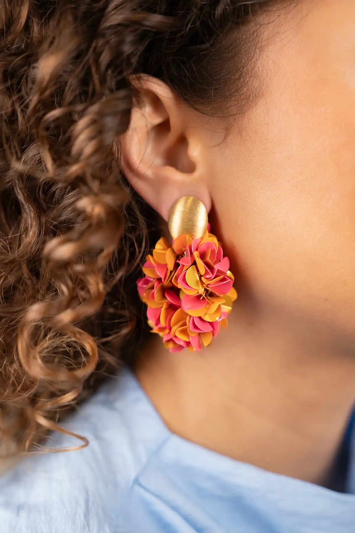 Oranje  Oorbellen Sas Sequin Oval M Clip