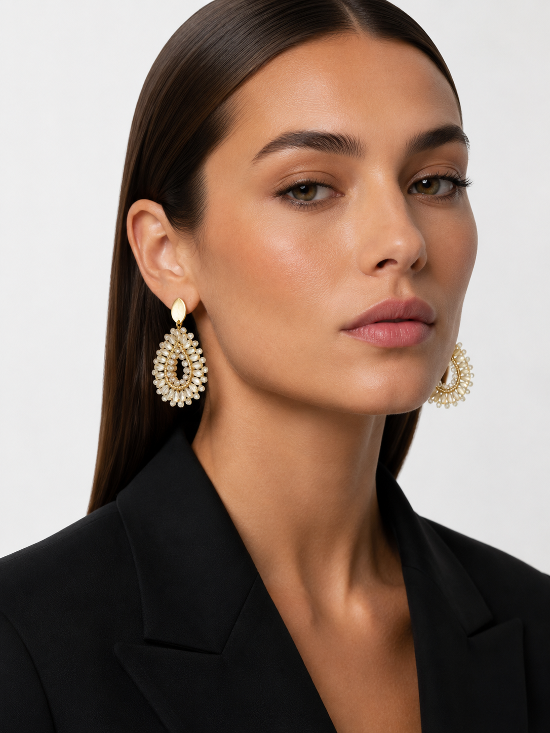 Brass - Gold Drop Crystal Small - Champagne
