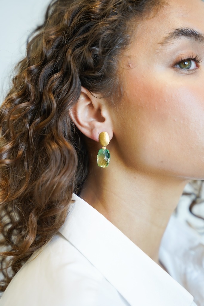 Yellow green earrings Romijn Quartz M