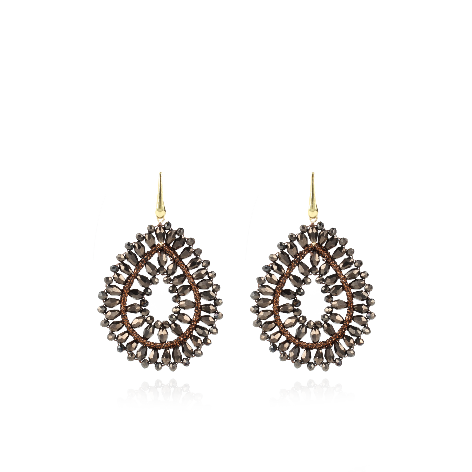 Metallic Bruine Oorbellen Silk Drop Double Crystal