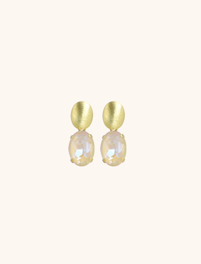 Daan Earrings Oval Strass Pendant M Yellow Powder