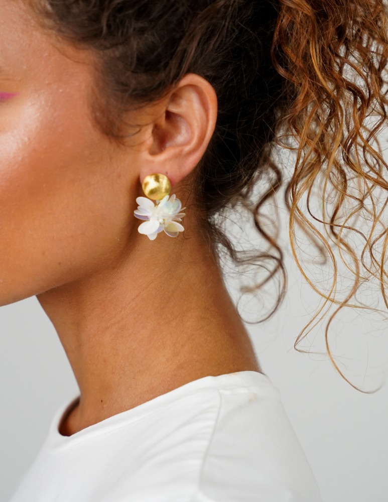 Sequin earrings Holo pearl Laure Globe S