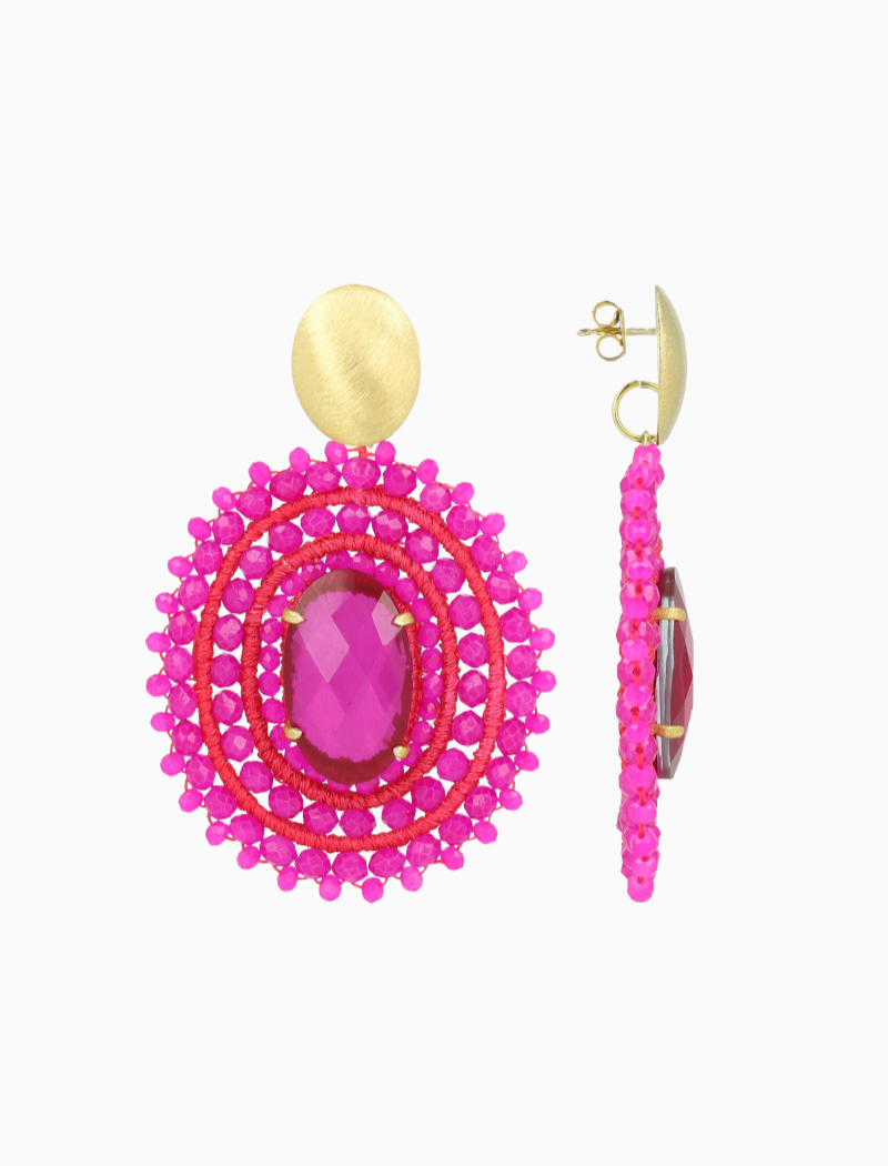 Fuchsia earrings Jamie oval L stone