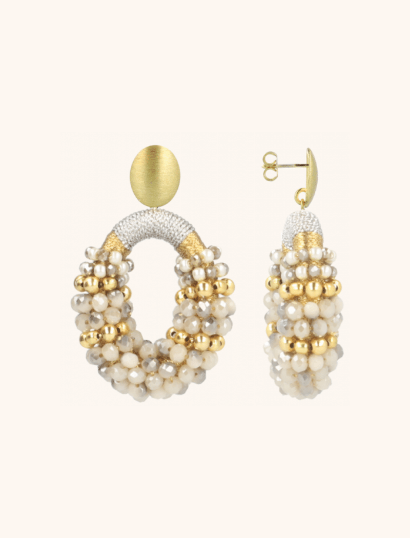 Grey Earrings Viv Combi Oval M
