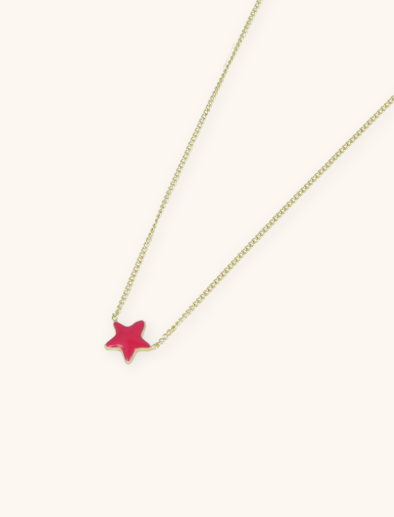 Symbool ketting ster fuchsia