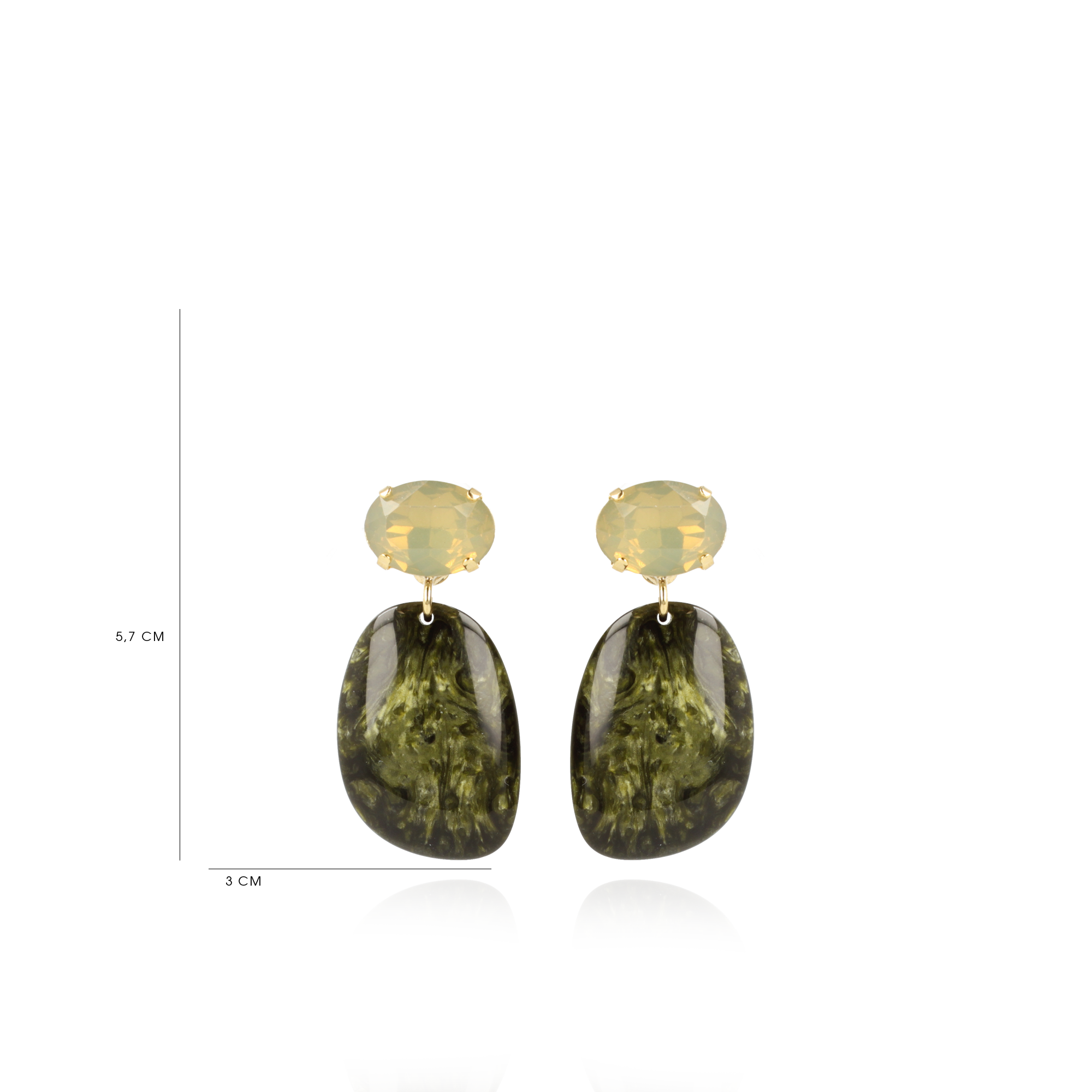 Marmor dunkelgrune Ohrringe Hazel Asymmetrisch Oval S Strasslott-theme.productDescriptionPage.SEO.byTheBrand