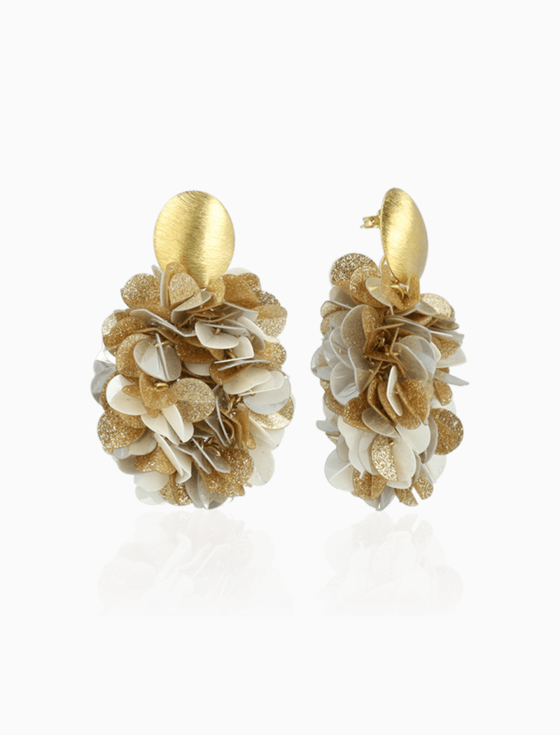 Sequin Oorbellen Grijs Goud Sas Ovaal