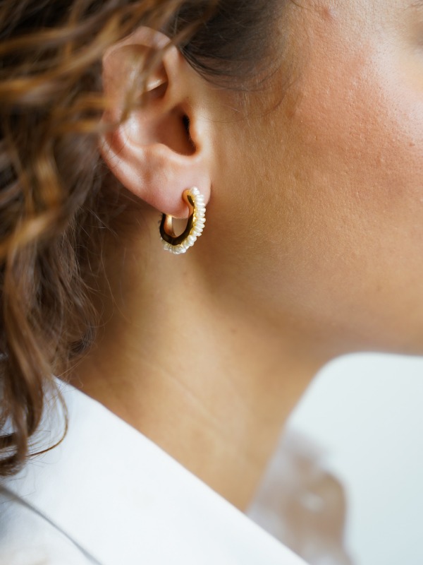 Classic earrings Creole Clay small Pearls  