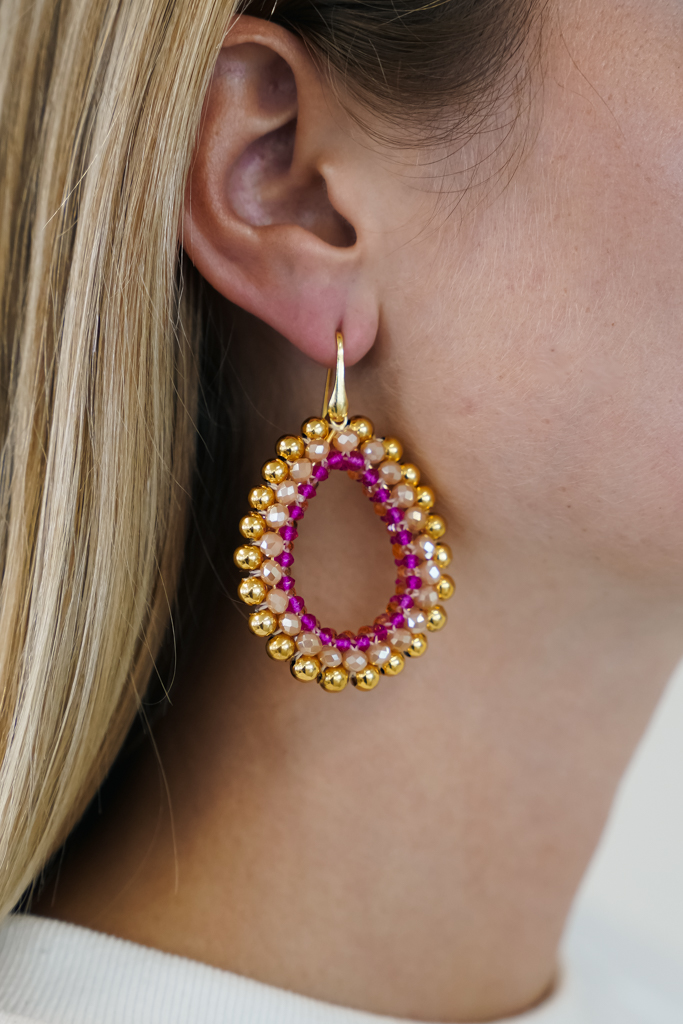 Fuchsia Tangerine Earrings Nouk Drop Deluxe L