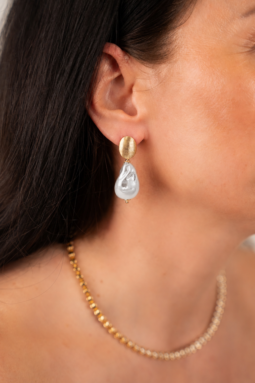 Soft Green Earrings Crystal Pearl Look S