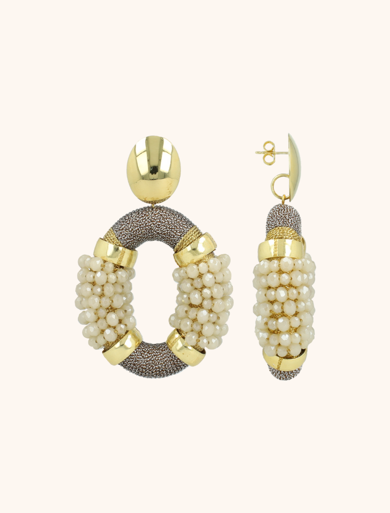 Beige Oorbellen Caroline Combi Oval L Premiumlott-theme.productDescriptionPage.SEO.byTheBrand
