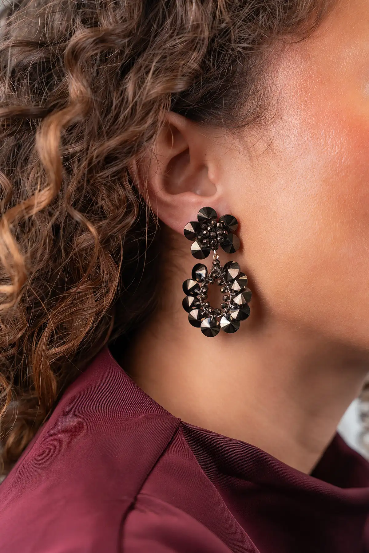 Metallic Bruine Oorbellen Flower Double Drop Apollo S/M