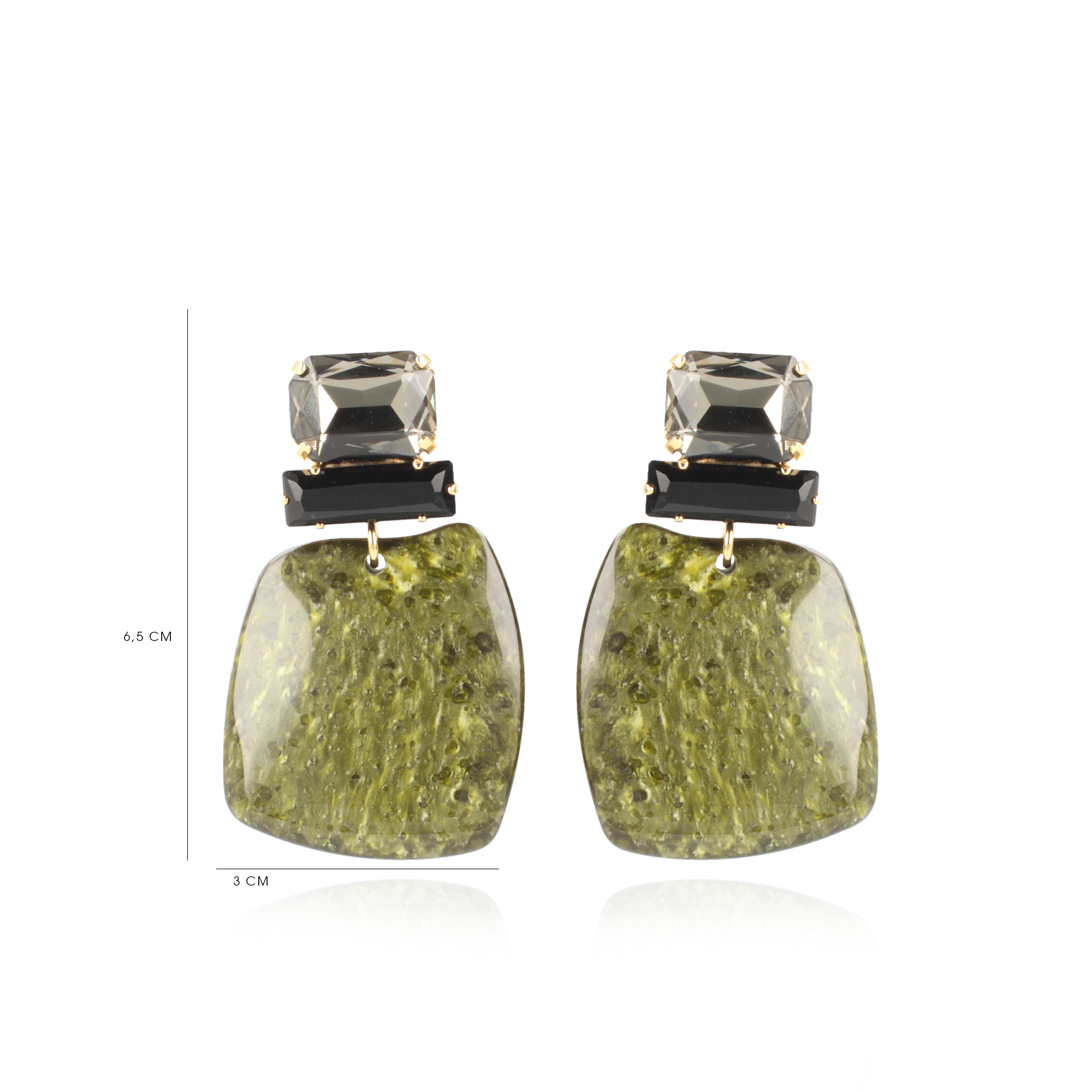 Marble Donker Groen Oorbellen Square Rock Strass Zwartlott-theme.productDescriptionPage.SEO.byTheBrand