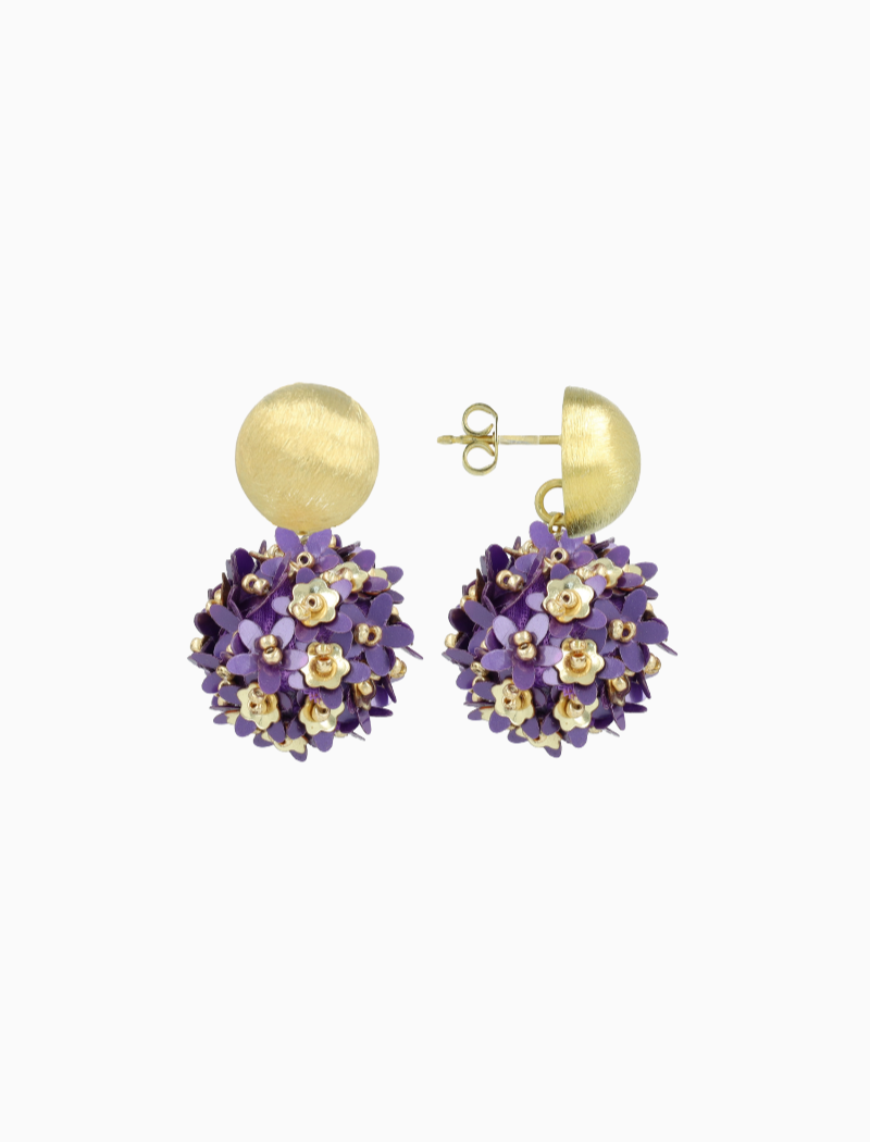 Purple Flower Sequin Earrings Daisy Globe M
