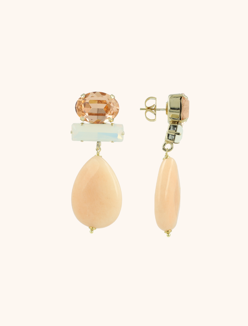 Peach Oorbellen Ovaal Vintage Opal Druppel L