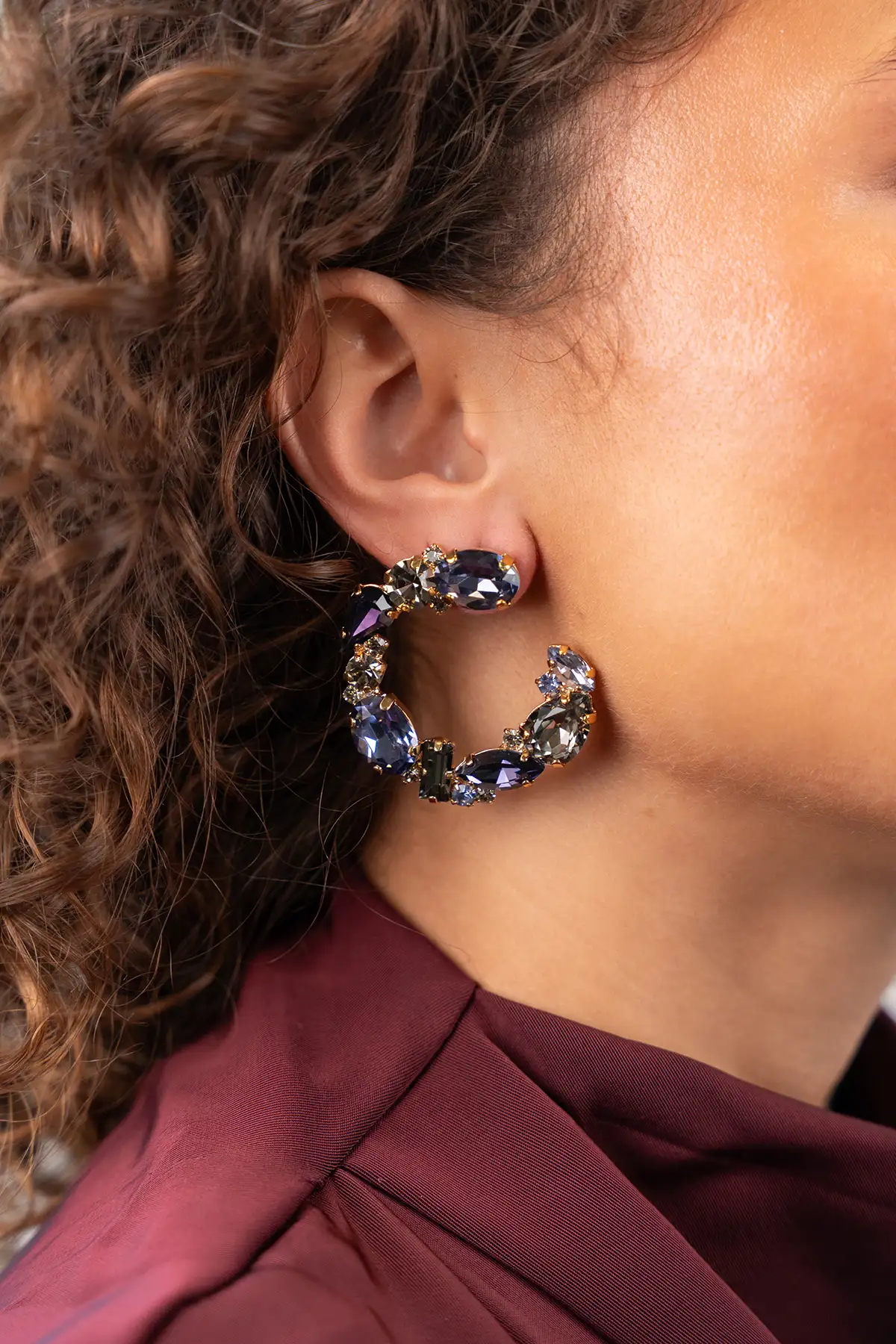 Dark Purple Oorbellen Dewi Irregular Creool