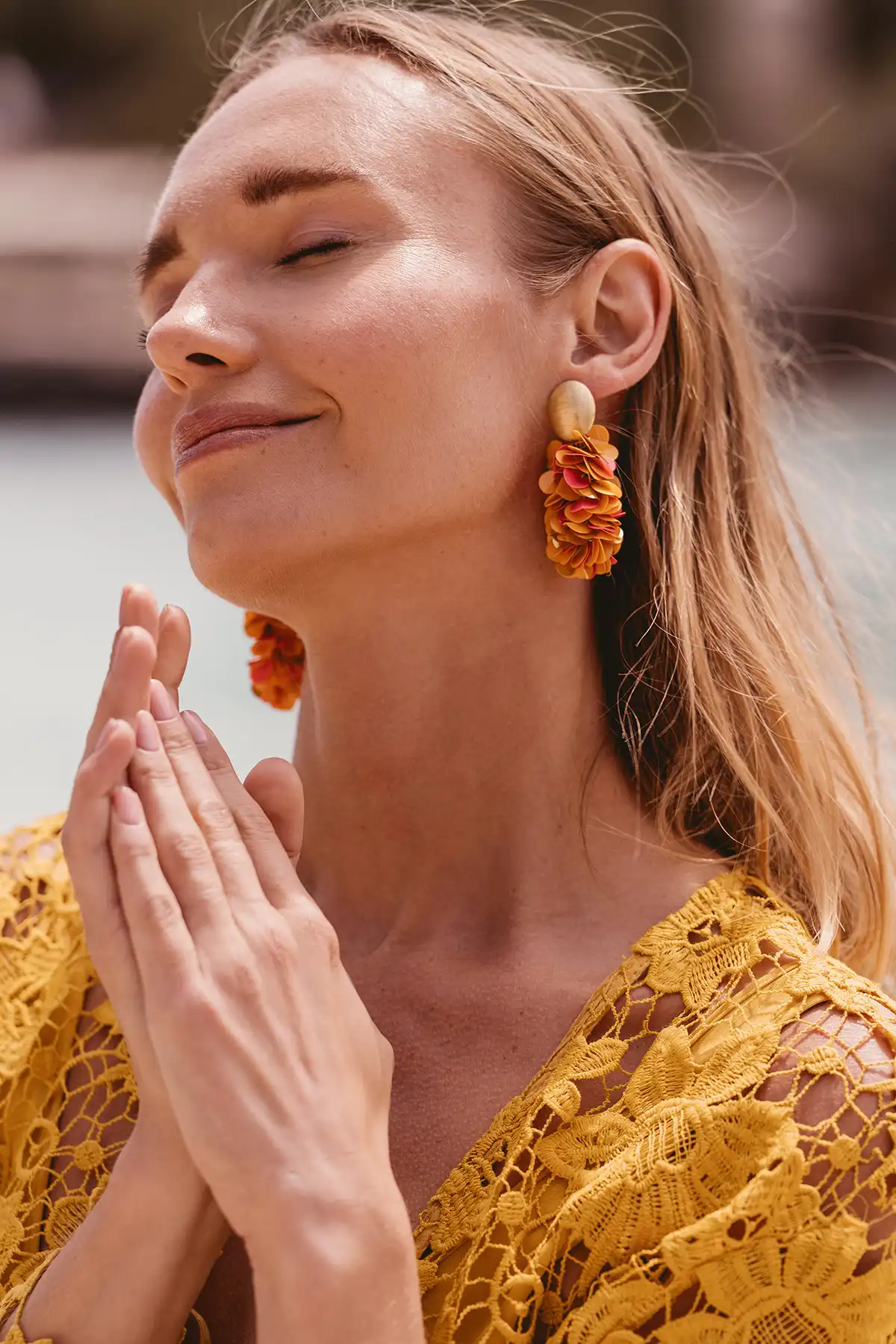 Oranje Oorbellen Sas Sequin Oval M
