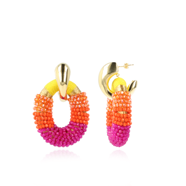 Fuchsia yellow earrings Yara Glassberry Oval L