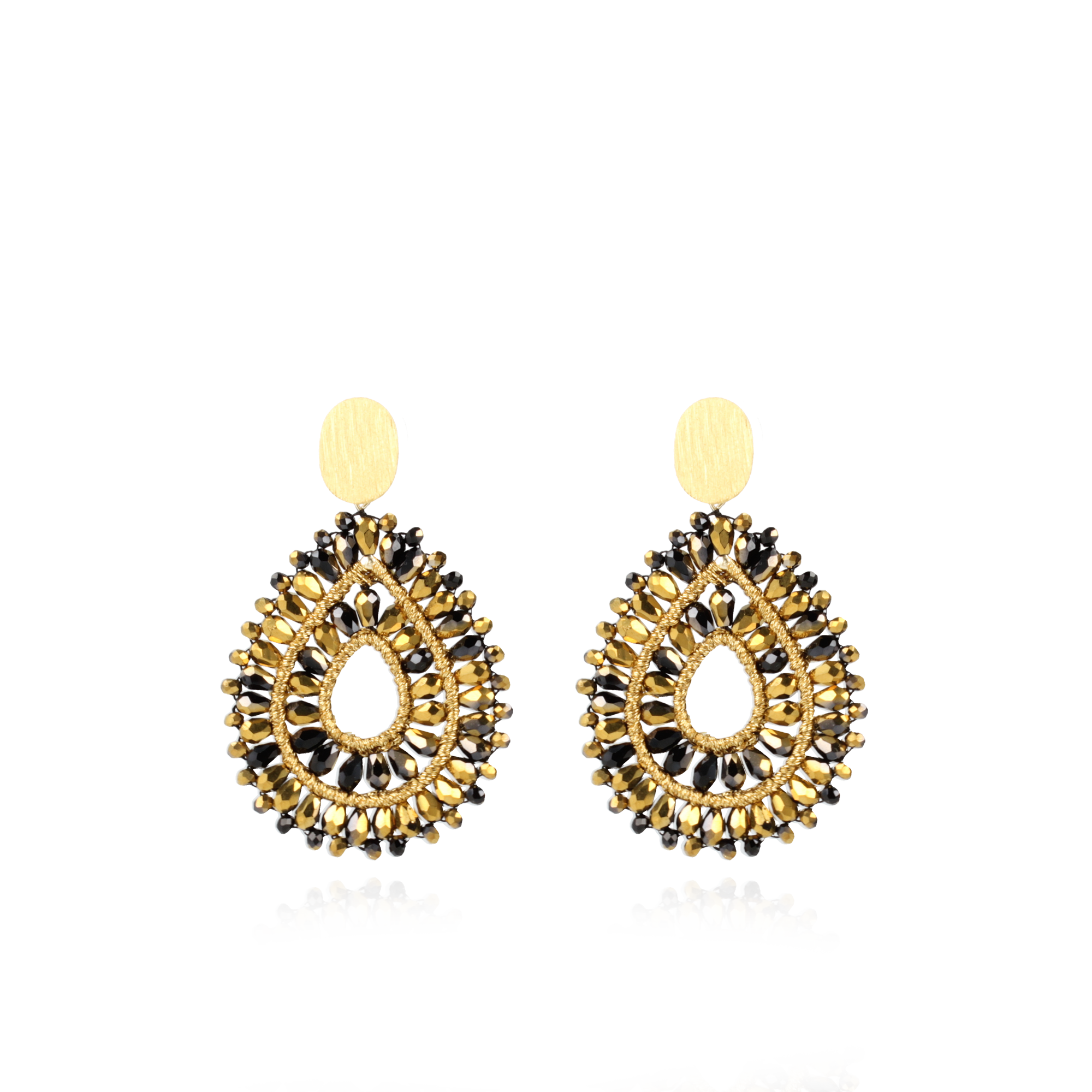 Gold-coloured Earrings Alice Drop Double Crystal