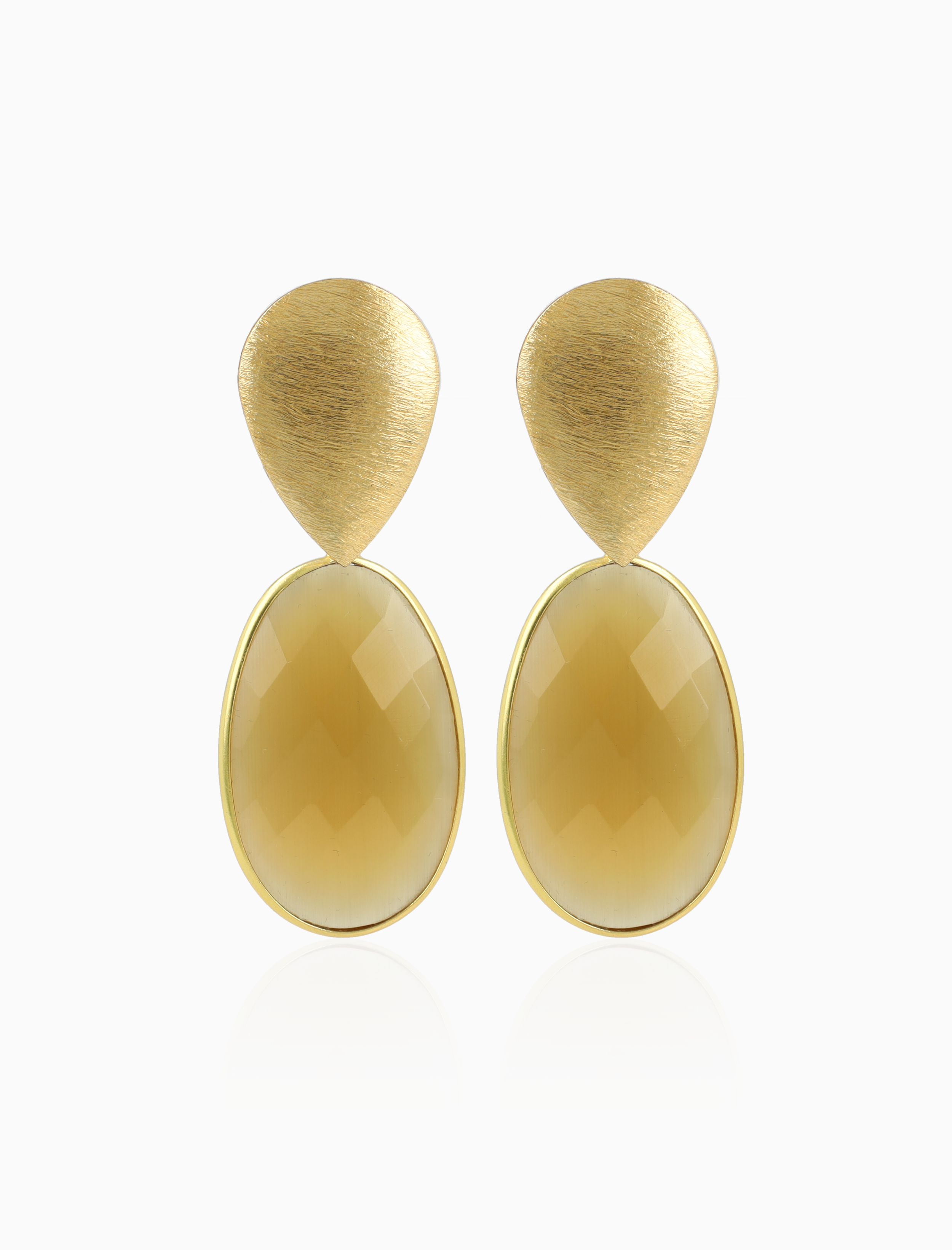 Honey Gold Earrings Doris Framed Oval