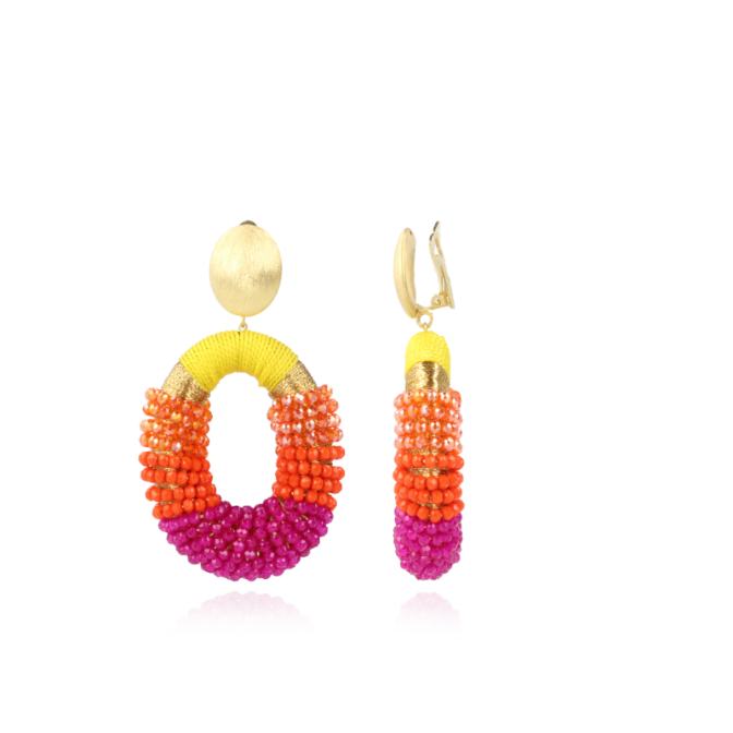 Fuchsia gele Clip oorbellen Yara Glassberry Ovaal Llott-theme.productDescriptionPage.SEO.byTheBrand