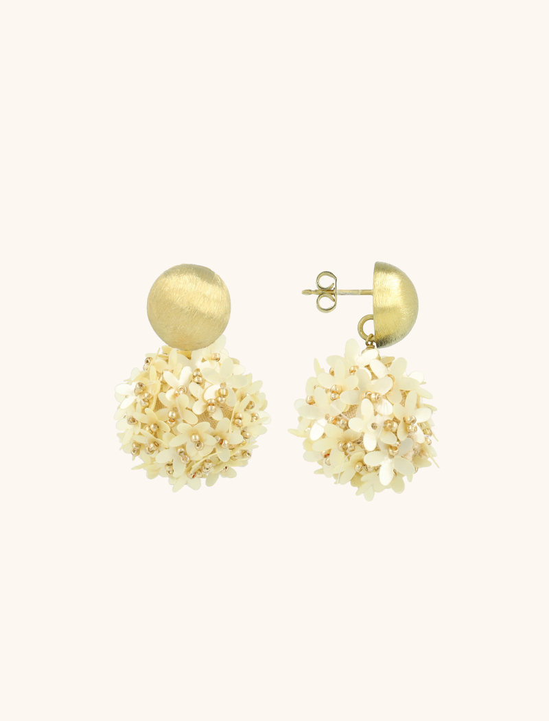 Champagne Earrings Daisy Globe M Flower