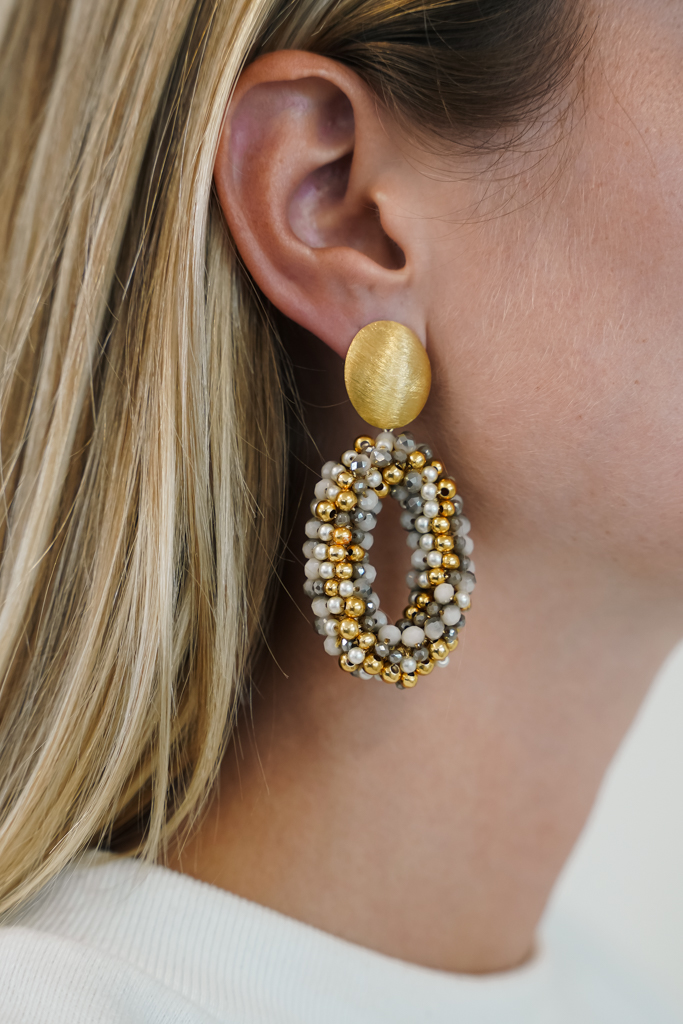 Grey Earrings Pomm Oval M